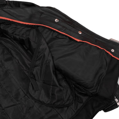 Men's Classic Plain Side Police Style M/C Jacket - TALL - view 8