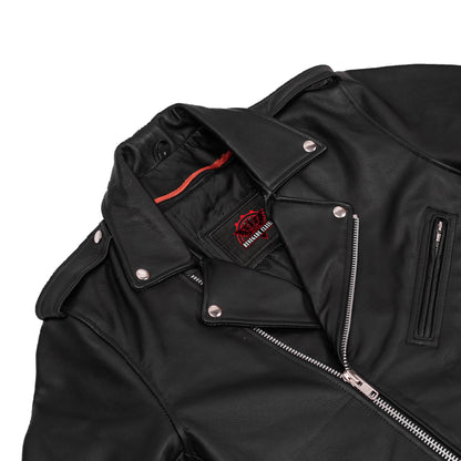 Men's Classic Plain Side Police Style M/C Jacket - TALL - view 9