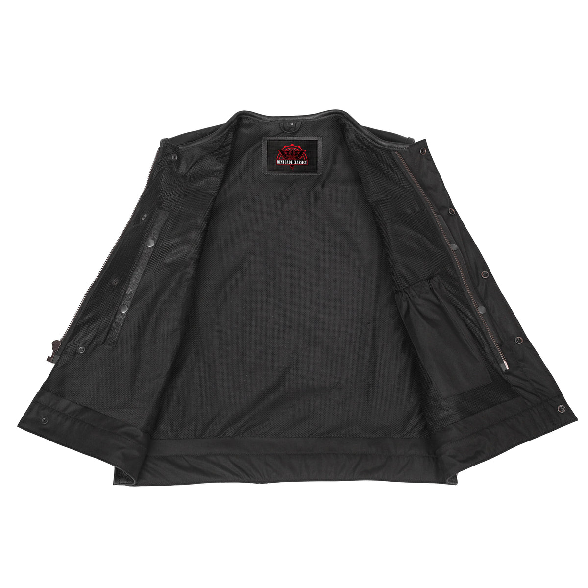 Men's Collarless Perforated Leather Vest - Black - view 5