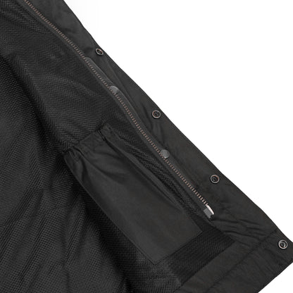Men's Collarless Perforated Leather Vest - Black - view 10