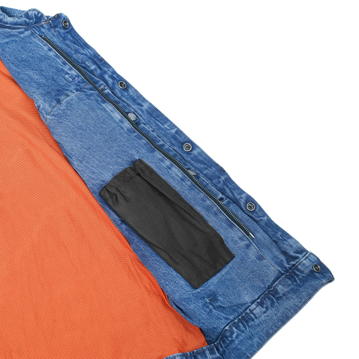 Men's Blue Denim Motorcycle Vest with Lace & Pockets - view 6