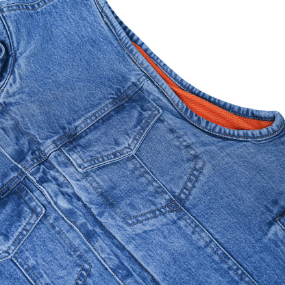Men's Blue Denim Motorcycle Vest with Lace & Pockets - view 8