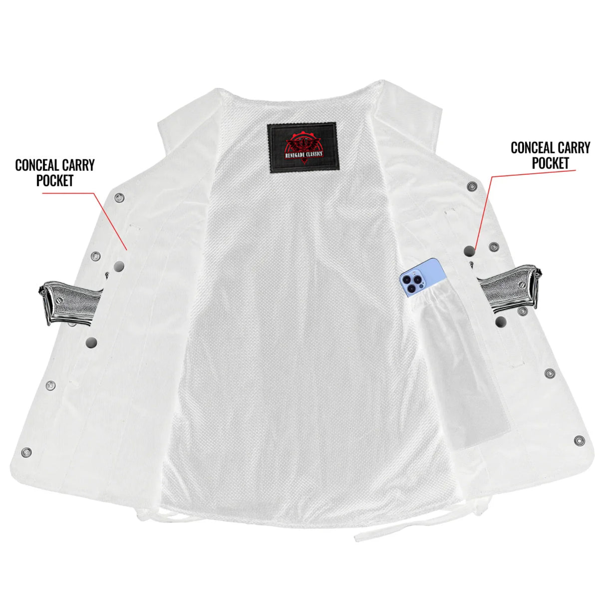 Women's Denim Longer Body ¾ Vest - Side Laces