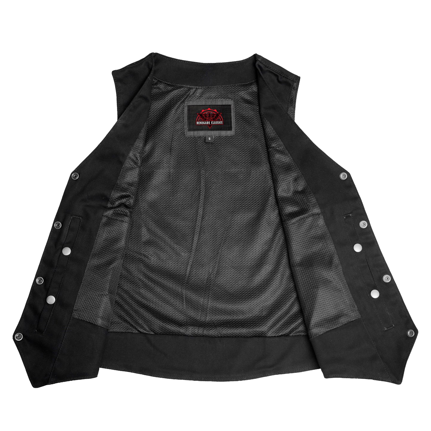 Men's Traditional Motorcycle Denim Vest with Plain Sides