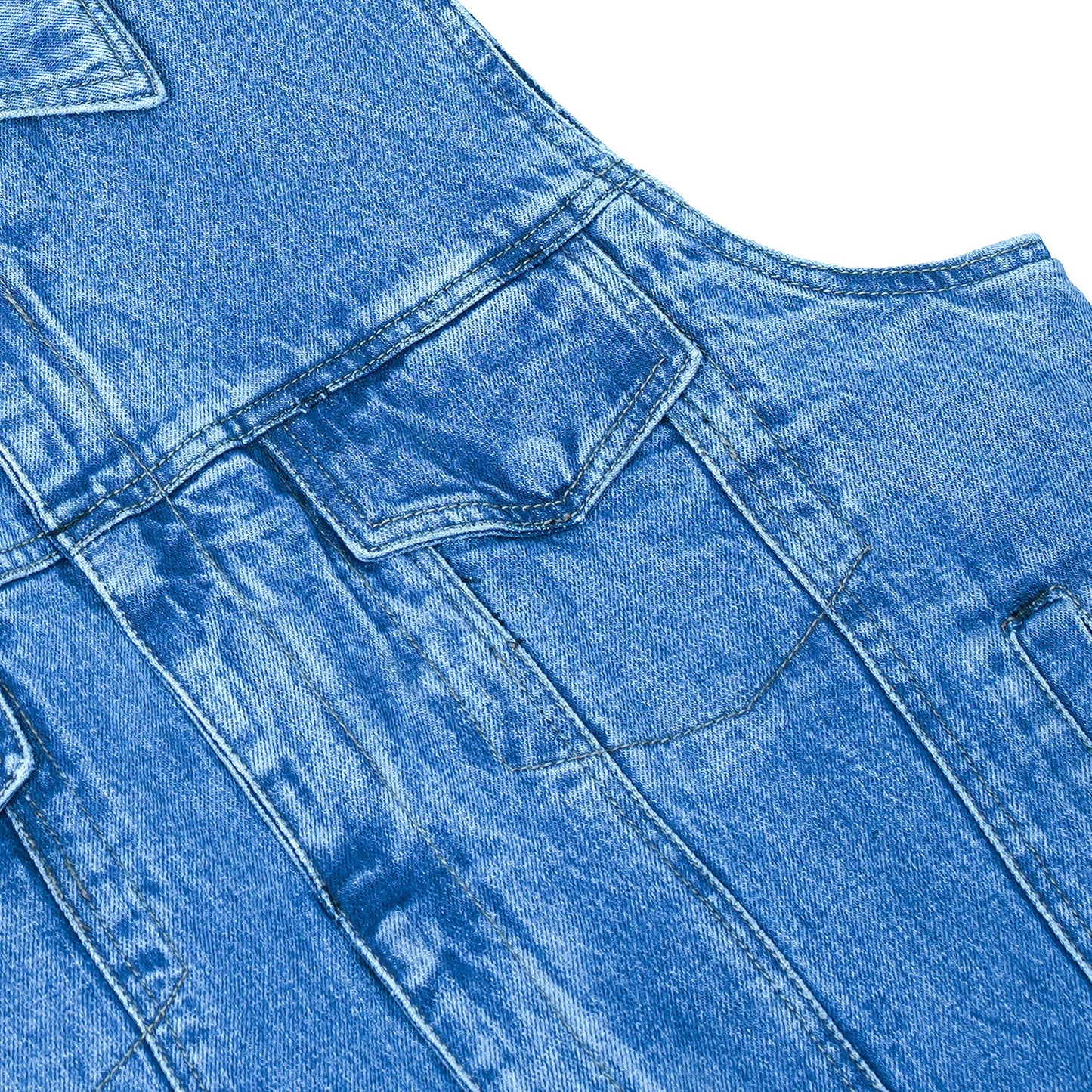 Blue Men's  denim motorcycle vest with Snap/Zipper Front