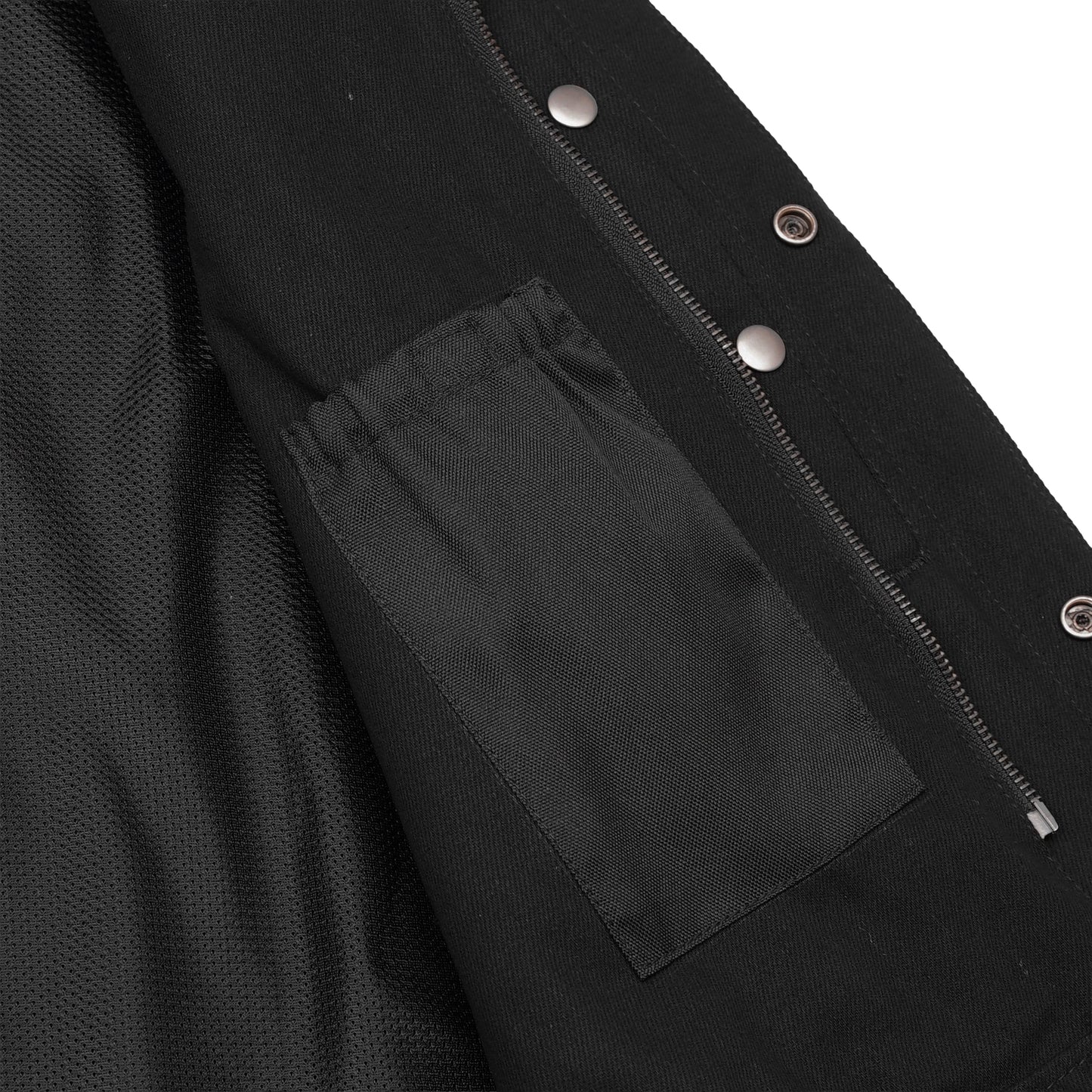 Men's Black Denim Single Panel Concealment Vest W/ Leather Trim