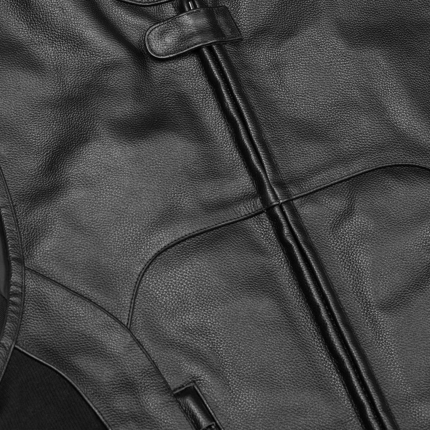 Men's Black Leather SWAT Style Motorcycle Vest