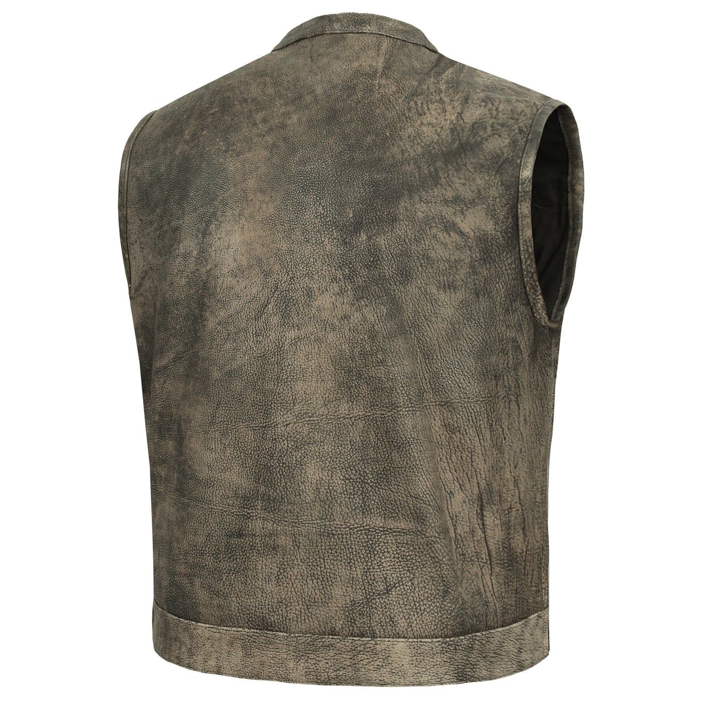 Men's Antique Brown Leather Motorcycle Vest