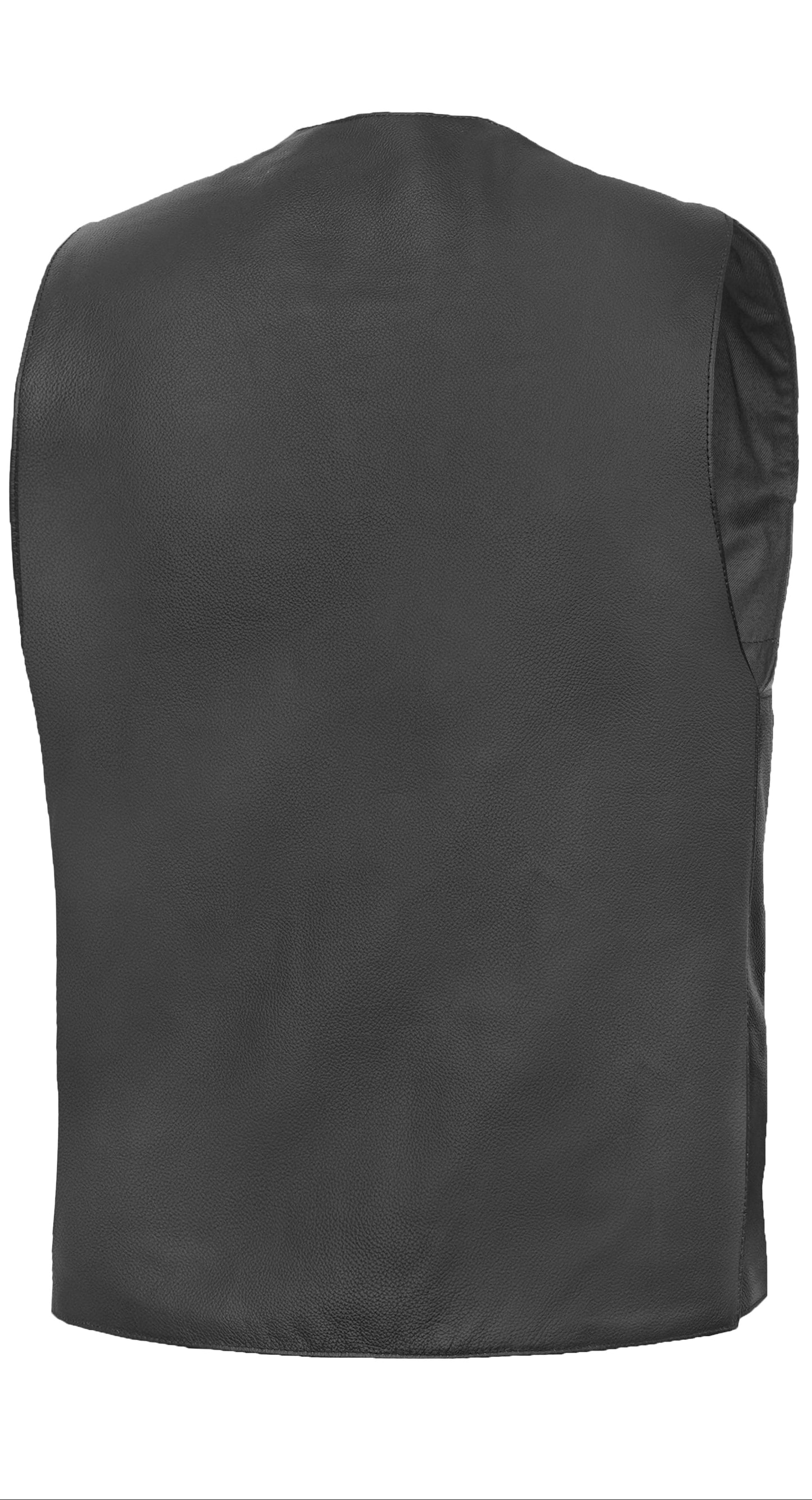 Men's Traditional Leather Motorcycle Vest - Black