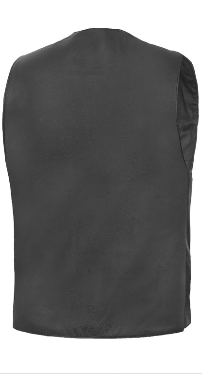 Men's Traditional Leather Motorcycle Vest - Black
