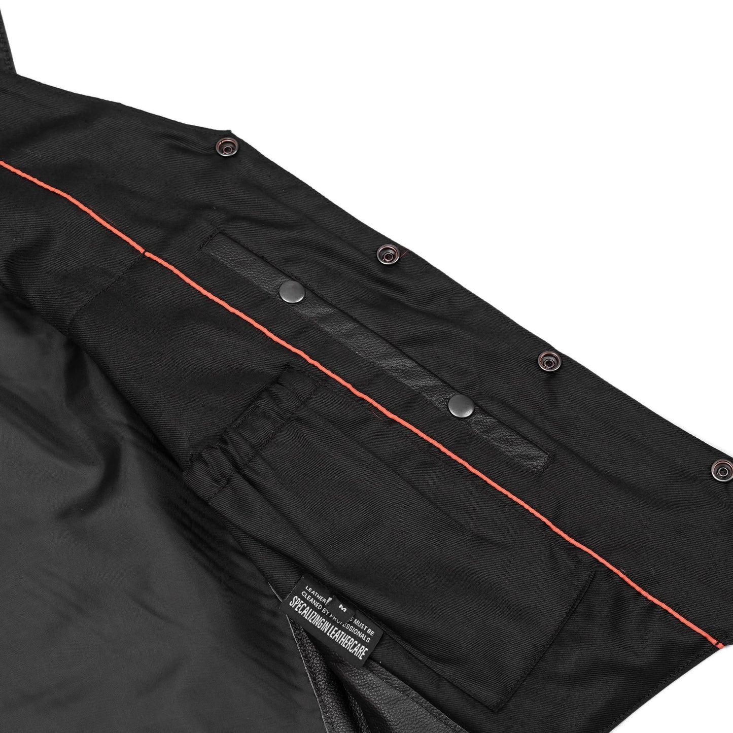 Men's Traditional Leather Motorcycle Vest - Black