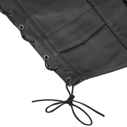 Men's Traditional Leather side lacing Vest - Black