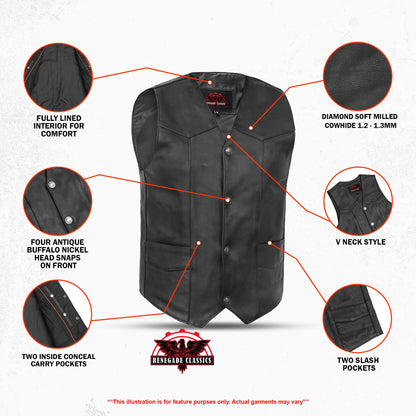 Men's Single Back Panel motorcycle vest