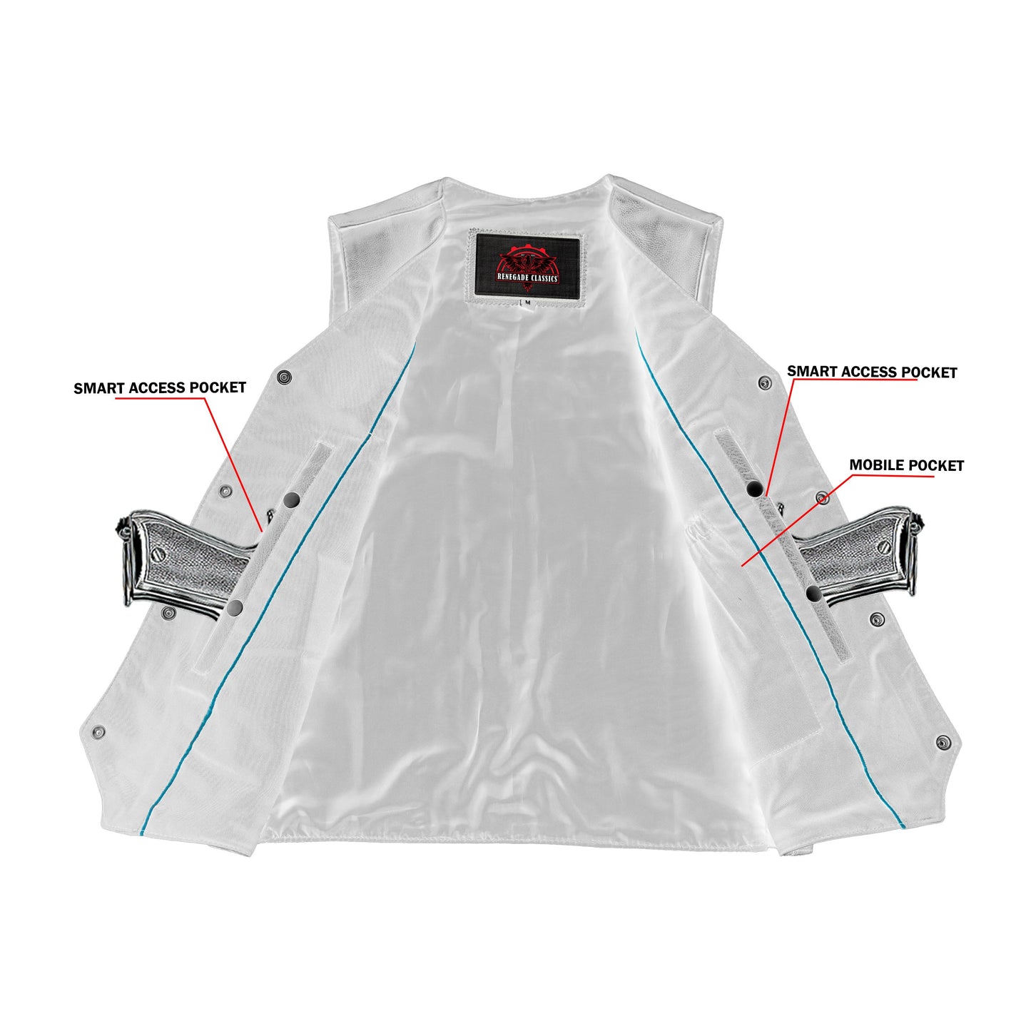 Men's Single Back Panel motorcycle vest