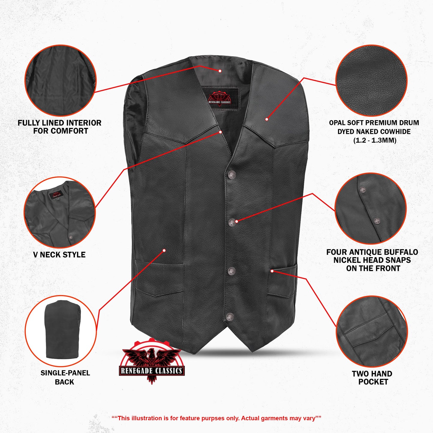 Advance Men's Buffalo Nickel Head Snap Vest