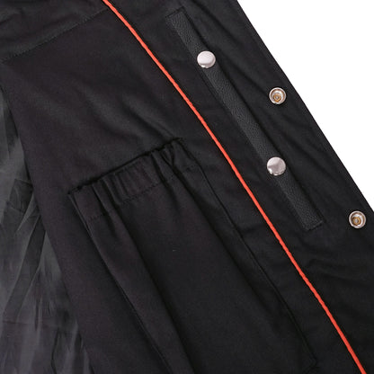 Buffalo Nickel Black Leather Vest for Men - Customizable Back & Satin Liner