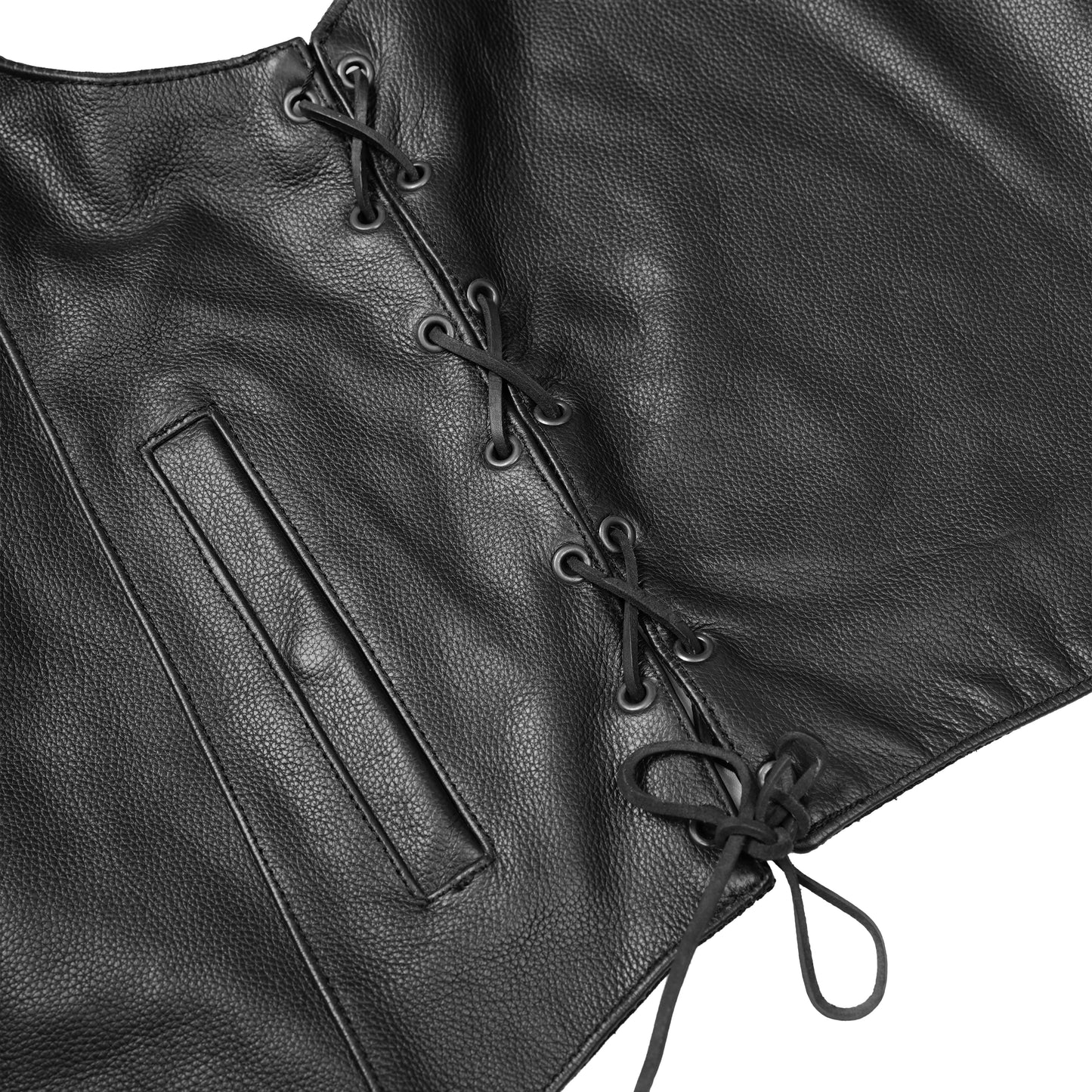 Hawk Men's Classic Black Leather Motorcycle Vest