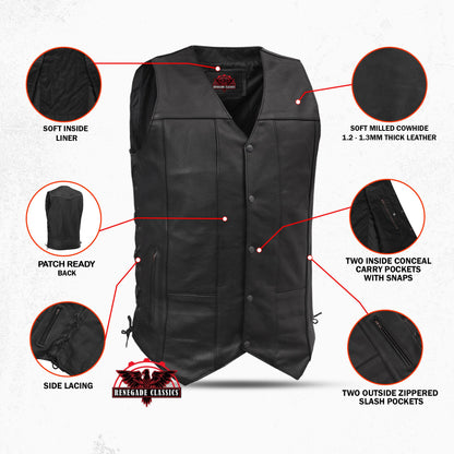 Men's Ten Pocket Utility Black Vest - TALL