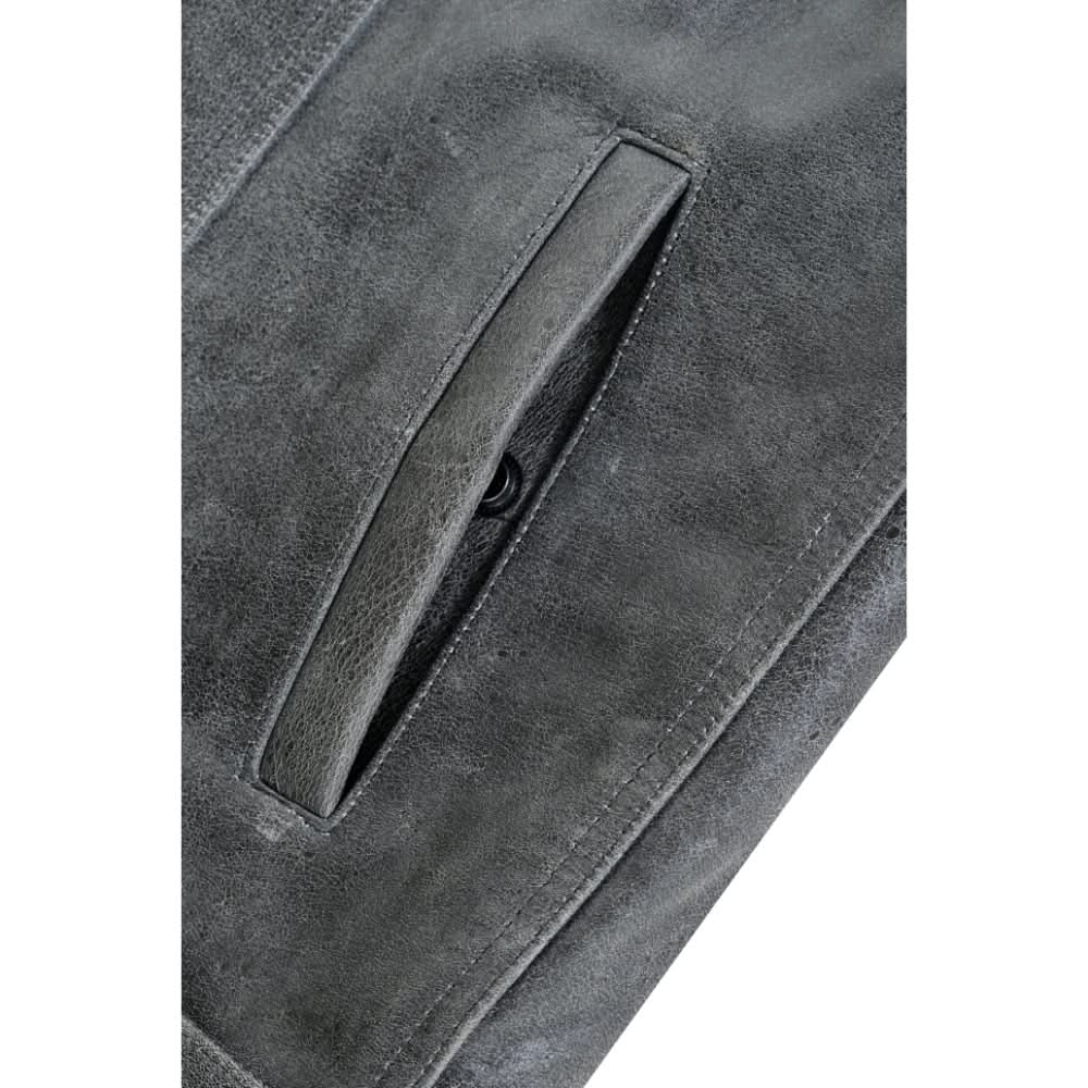 Men's Distressed Gray Cowhide Leather  Motorcycle Vest