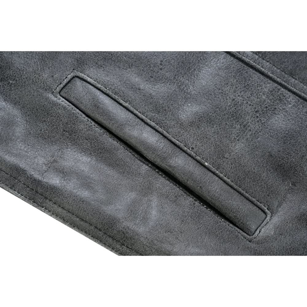 Men's Distressed Gray Cowhide Leather  Motorcycle Vest