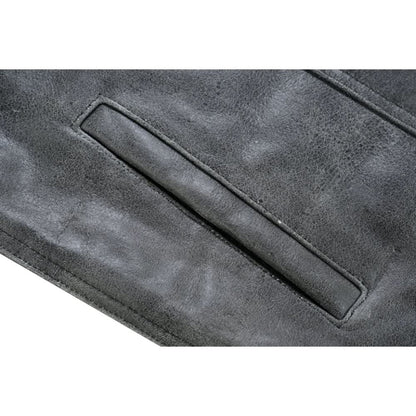 Men's Distressed Gray Cowhide Leather  Motorcycle Vest
