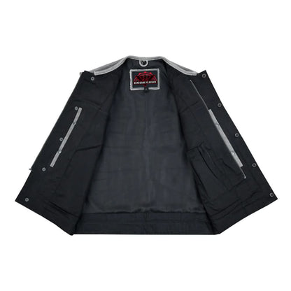 Men's Distressed Gray Cowhide Leather  Motorcycle Vest