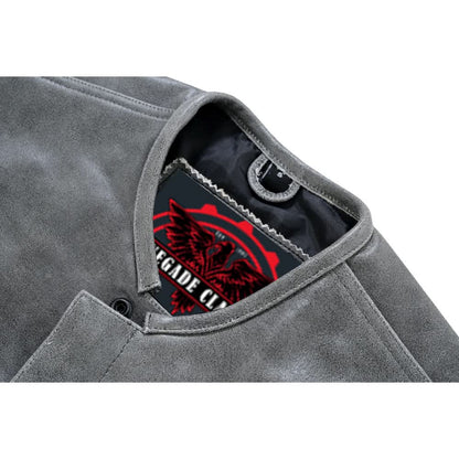 Men's Distressed Gray Cowhide Leather  Motorcycle Vest