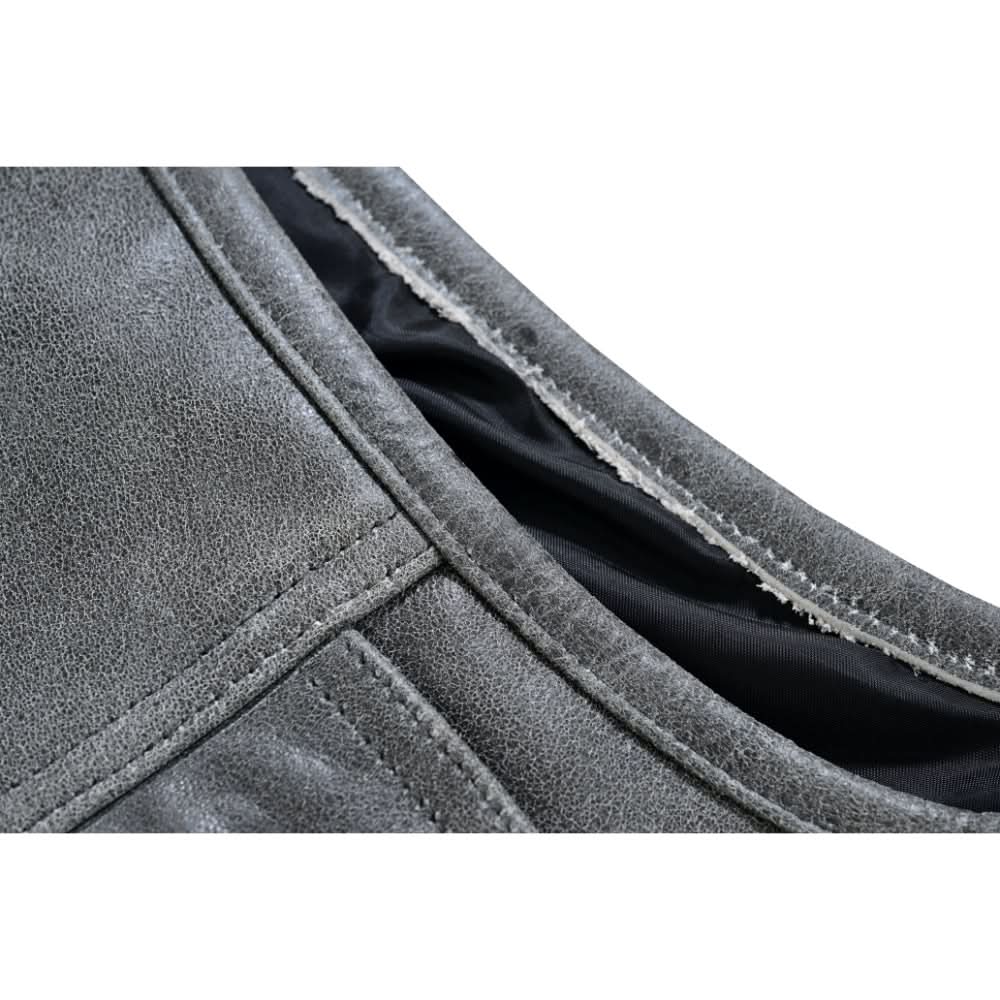 Men's Distressed Gray Cowhide Leather  Motorcycle Vest