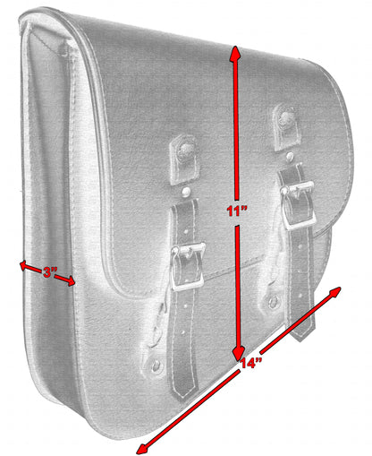 Left Side Synthetic Leather Swing Arm Bag W/ Buffalo Snaps