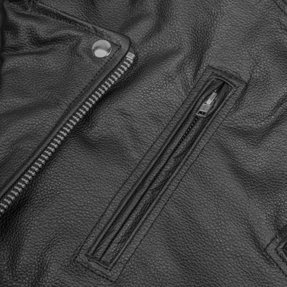 Classic Star Black Men's Leather Motorcycle Jacket – Adjustable Fit