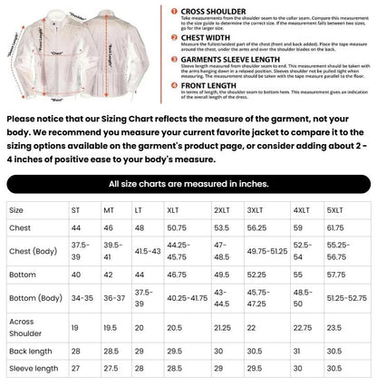 Men's Classic Plain Side Police Style M/C Jacket - TALL