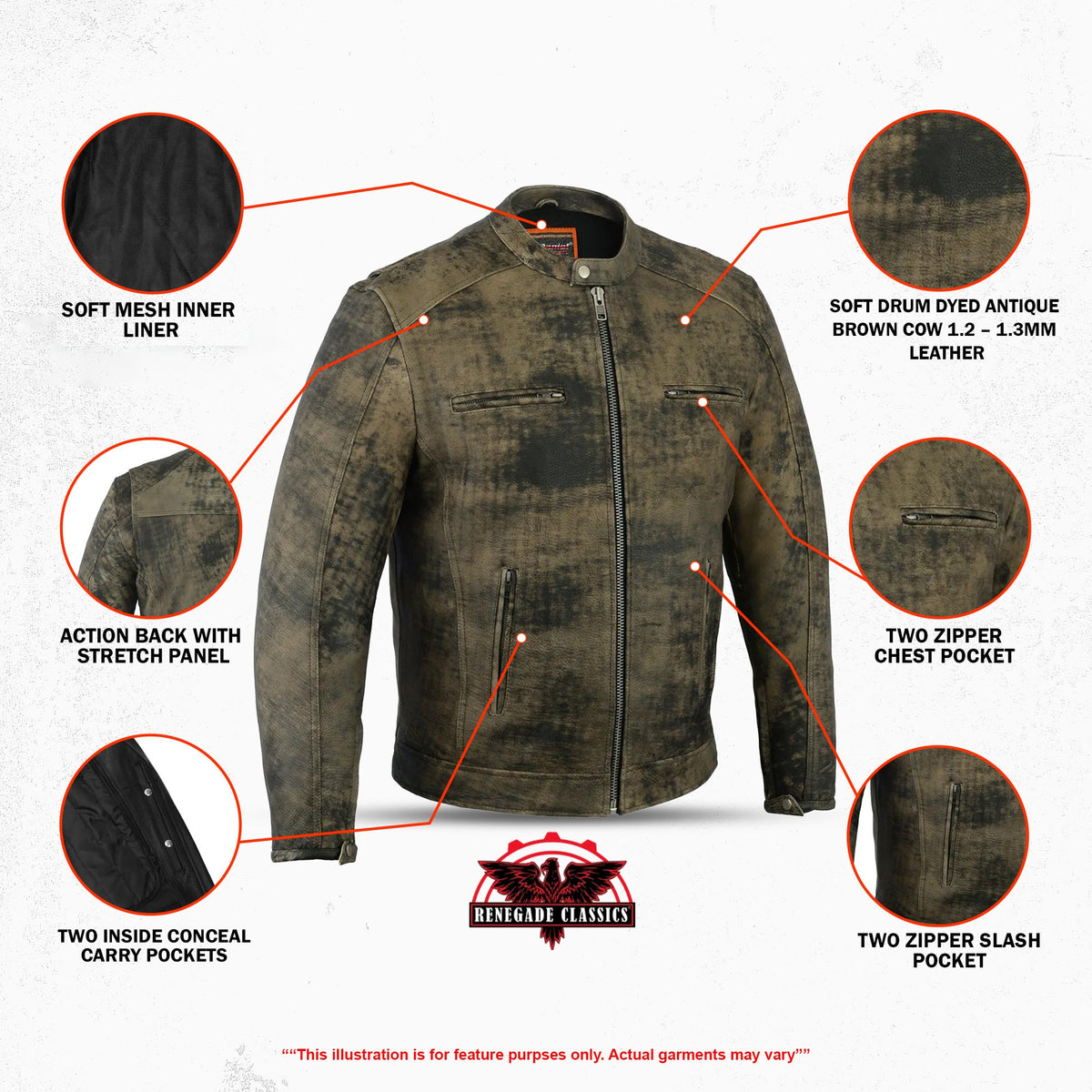 Men's Antique Brown Motorcycle Cruiser Jacket