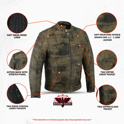 Men's Antique Brown Motorcycle Cruiser Jacket