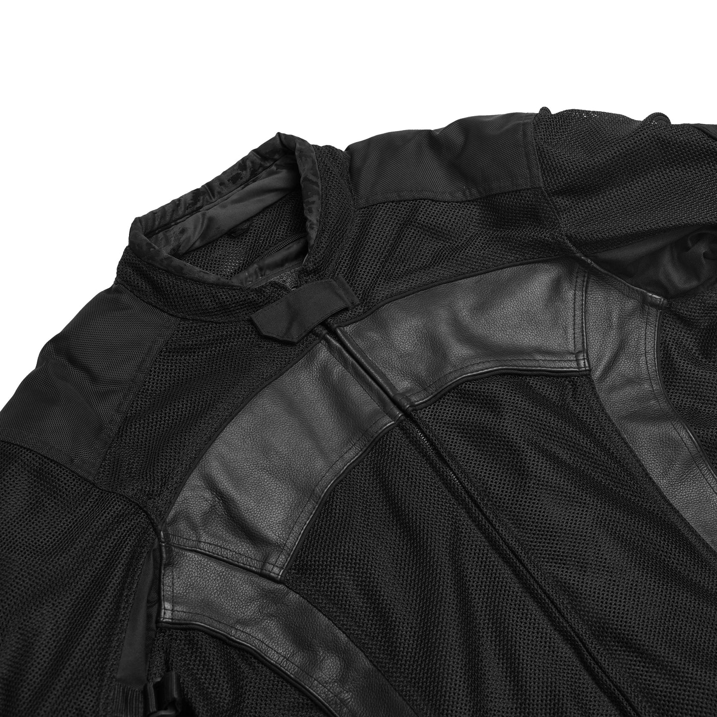 Mens Leather & Mesh Motorcycle Jacket  – Waterproof Liner