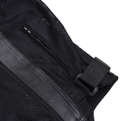 Mens Leather & Mesh Motorcycle Jacket  – Waterproof Liner
