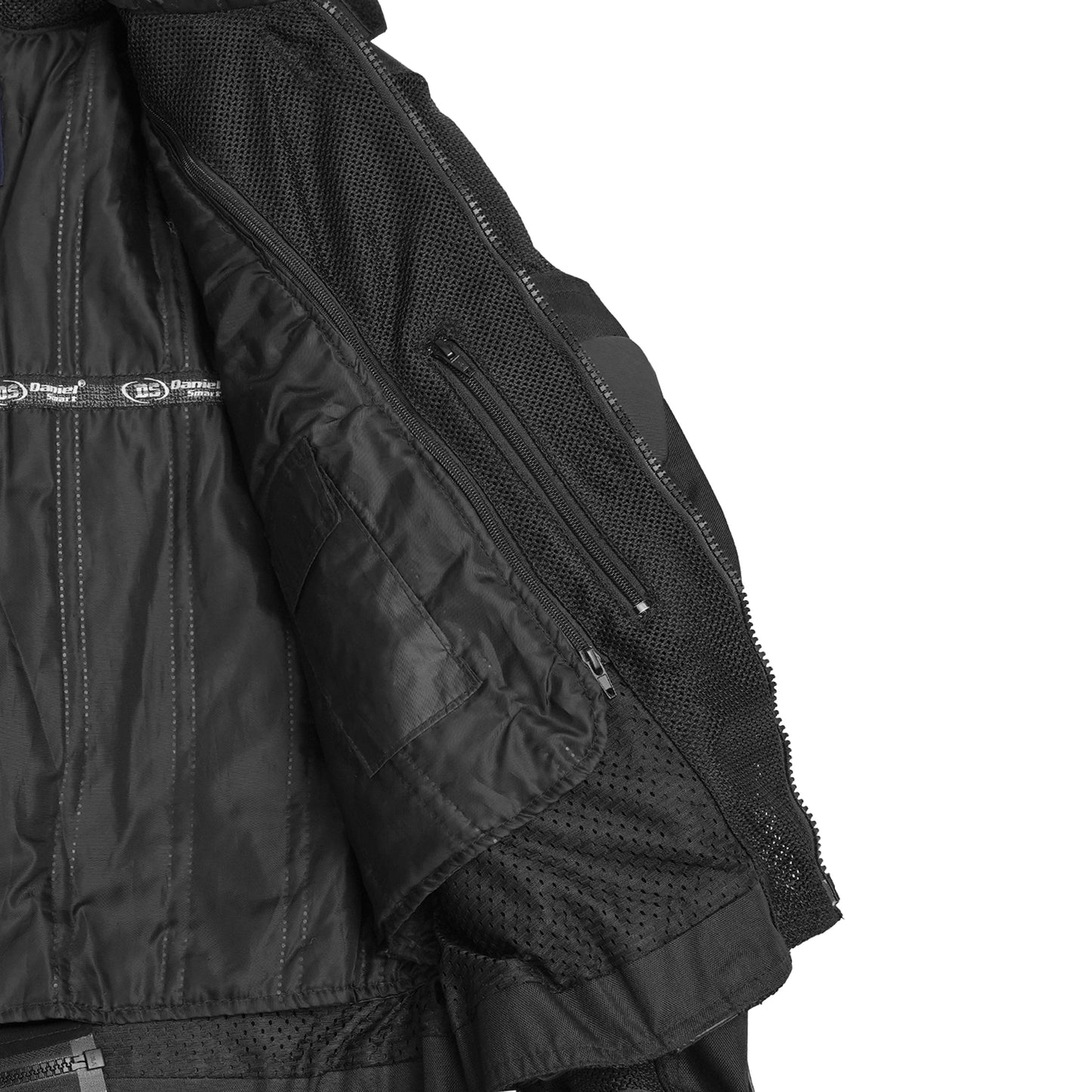 Mens Leather & Mesh Motorcycle Jacket  – Waterproof Liner