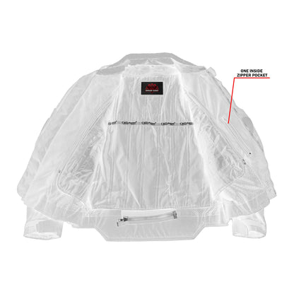 Mens Leather & Mesh Motorcycle Jacket  – Waterproof Liner