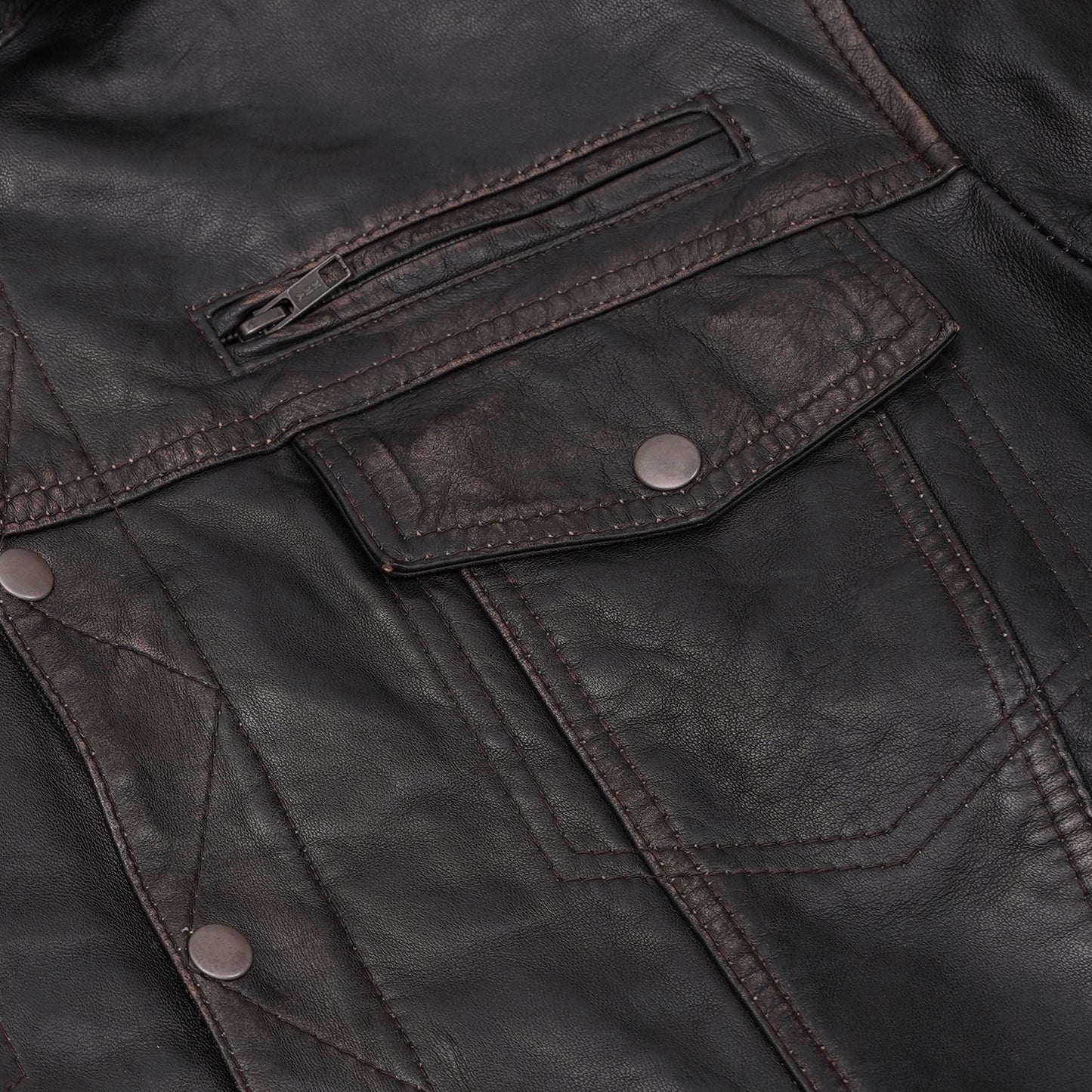 Men's Black Lightweight Drum Dyed  Distressed Lambskin Jacket with Removable Hoodie