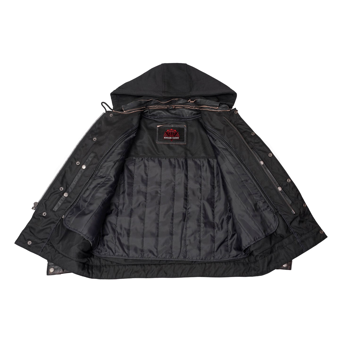 Men's Black Lightweight Drum Dyed  Distressed Lambskin Jacket with Removable Hoodie