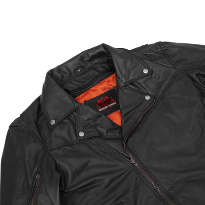 Black Speed Men's Motorcycle Leather Jacket  – Smart Access Pocket