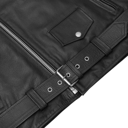 Dawn Rider Men's Premium Black Leather Motorcycle Jacket - view 11