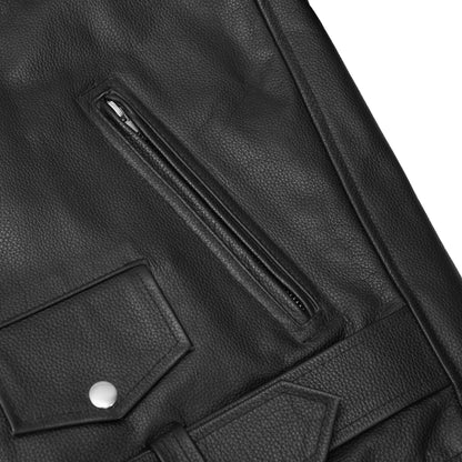 Dawn Rider Men's Premium Black Leather Motorcycle Jacket - view 12