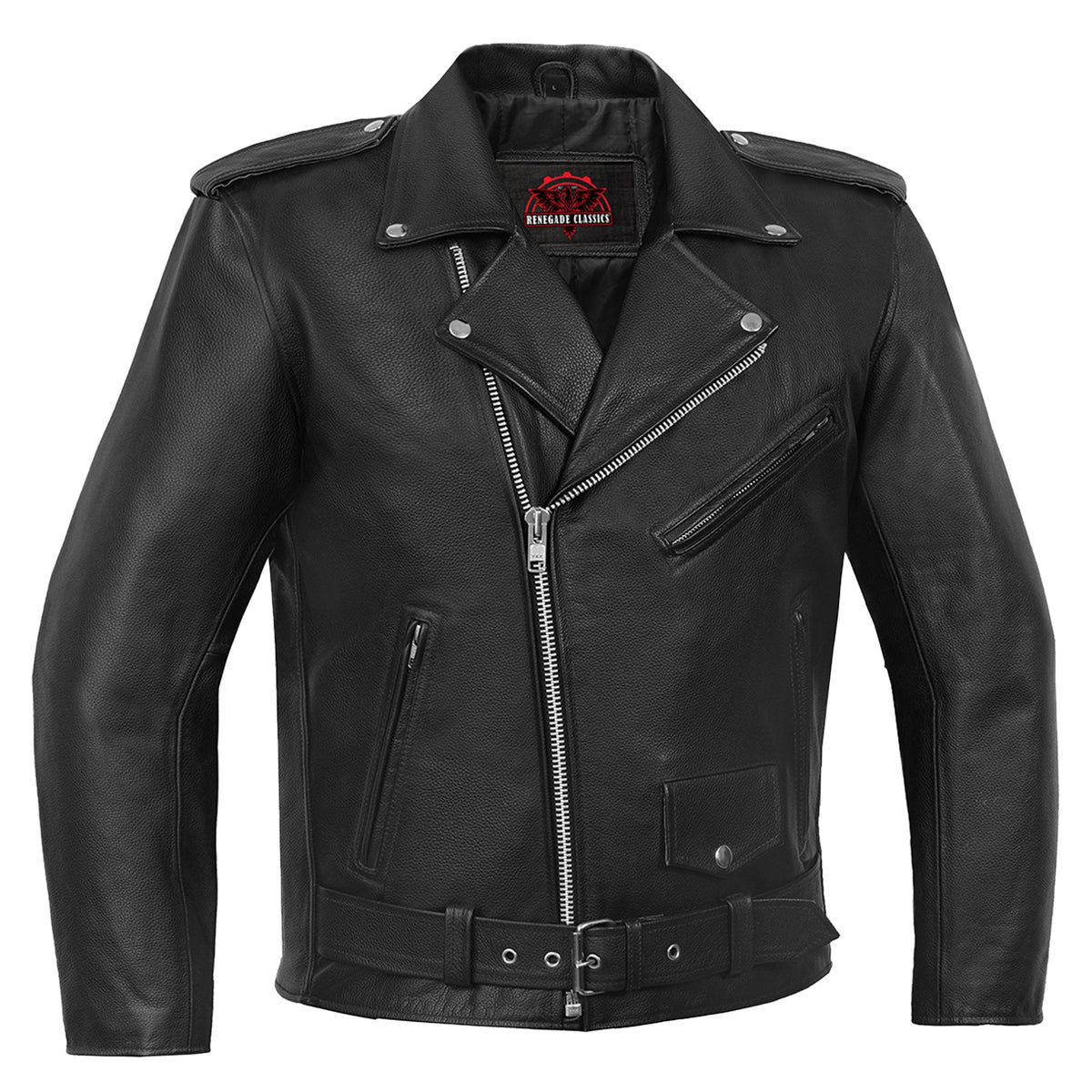 Dawn Rider Men's Premium Black Leather Motorcycle Jacket