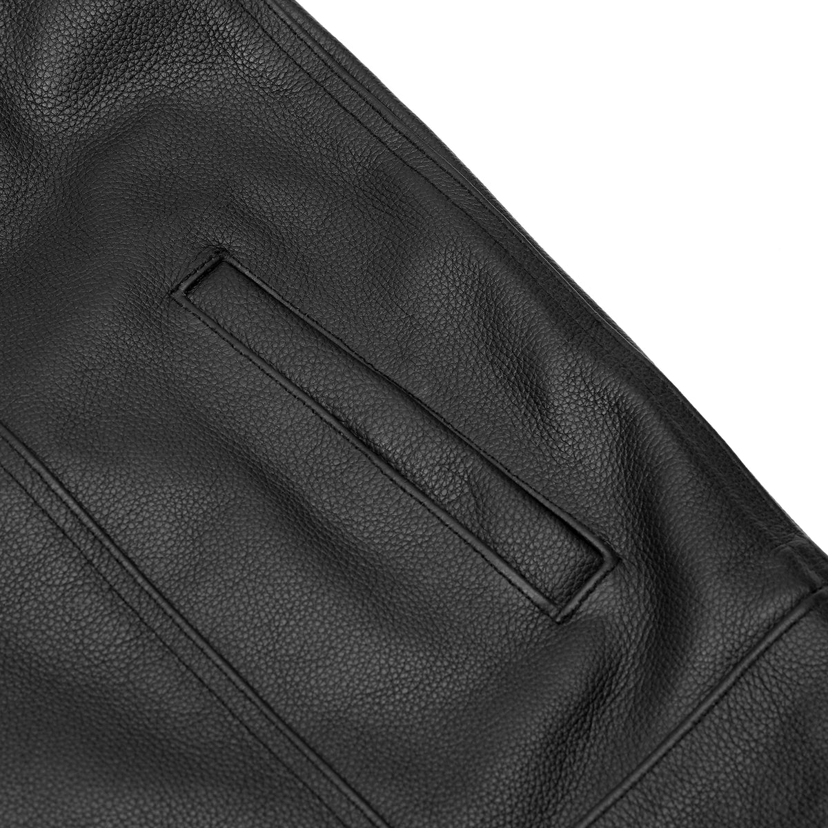 Men's AM Black Cowhide Leather Motorcycle Vest - view 8