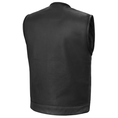 Men's AM Black Cowhide Leather Motorcycle Vest - view 2