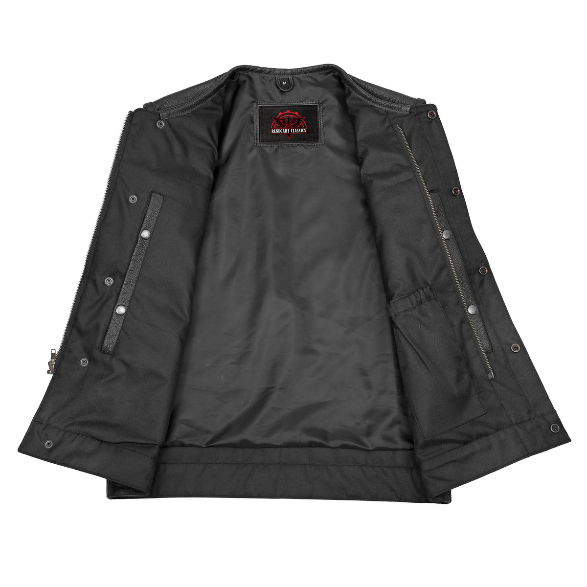 Men's AM Black Cowhide Leather Motorcycle Vest - view 4