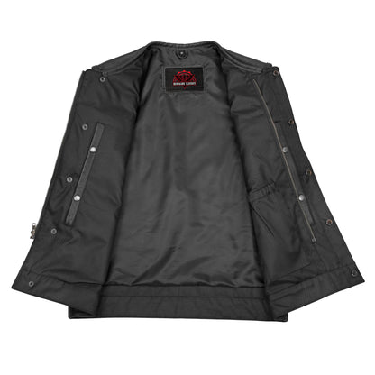 Men's AM Black Cowhide Leather Motorcycle Vest - view 4
