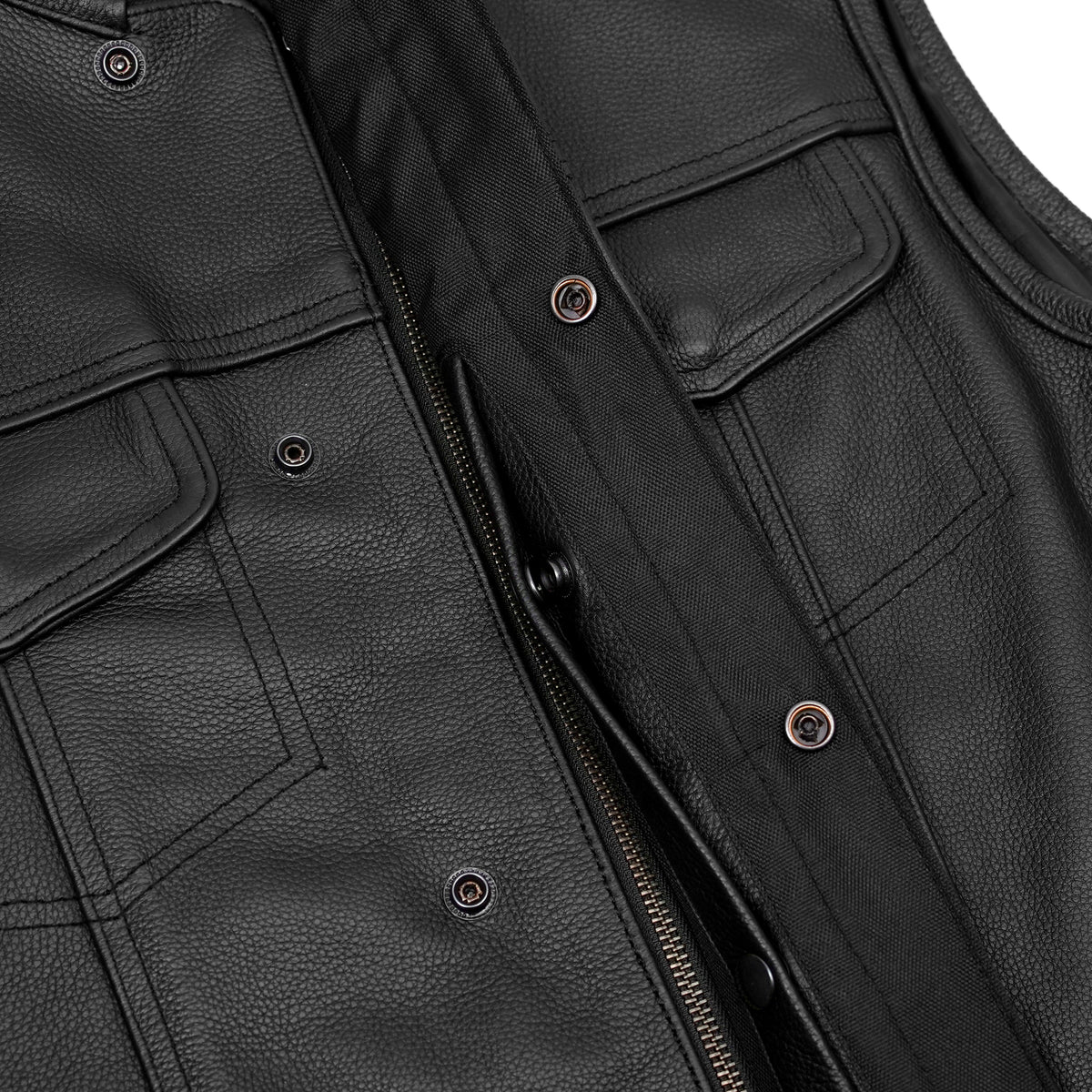 Men's AM Black Cowhide Leather Motorcycle Vest - view 9
