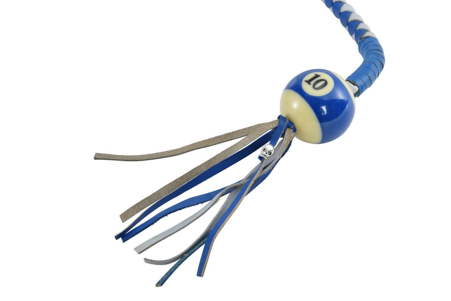 Dream Apparel Blue And Silver Hand-Braided Leather Get back Whip with Blue Ball - 36" Length