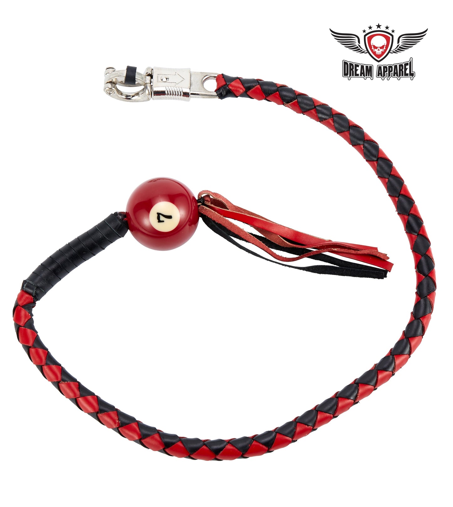 Dream Apparel Black And Red Fringed Get Back Whip W/ Pool Ball